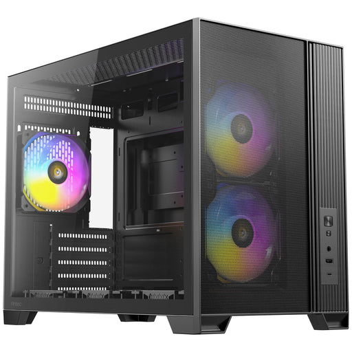 Antec FLUX M Mini Tower PC Case - Tempered Glass, Steel/Plastic, 6 PWM Fans, USB-C, Mirco-ATX/ITX Compatibility-Cases-Gigante Computers