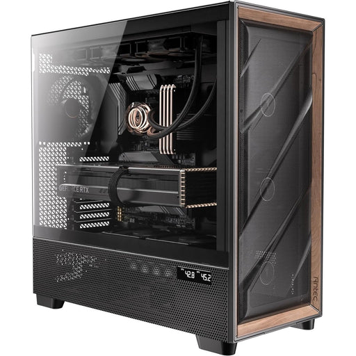 Antec Flux PRO Full Tower PC Case with Tempered Glass, Black/Wood, 6 Pre-Installed Fans, USB Type-C, E-ATX/ATX/mATX/mITX Compatibility-Cases-Gigante Computers