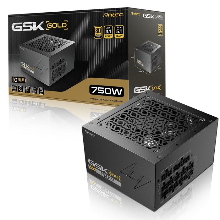 Antec GSK ATX3.1 750W Power Supply V2 - 80 PLUS Gold, Full Modular, PCIe 5.1, JP Capacitors, Zero RPM Manager, 7-Year Warranty-Power Supplies-Gigante Computers
