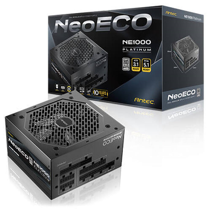 Antec NE1000 Platinum NeoEco 1000W Fully -Modular ATX 3.1 Power Supply, PCIe 5.1 Ready with 12V 2x6 Connector, 80 Plus Platinum Certified, 120mm FDB Silent Fan, 10-Year Warranty-Power Supplies-Gigante Computers