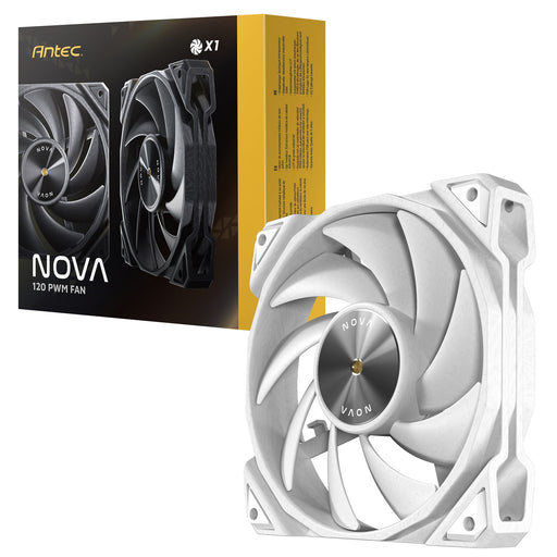 Antec NOVA 120 PWM Fan, White, High-Performance Cooling with Fluid Dynamic Bearing, Precise Three-Phase Speed Control, Industrial-Grade Metal Construction, and Dustproof Design-Fans-Gigante Computers