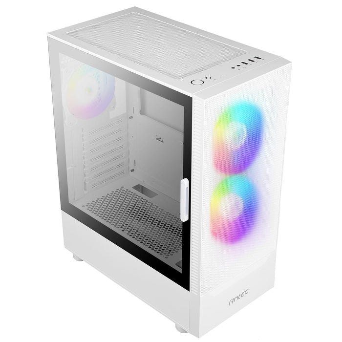 Antec NX410 Mid Tower 1 x USB 3.0 / 2 x USB 2.0 Tempered Glass Side Window Panel White Case with Addressable RGB LED Fans-Cases-Gigante Computers