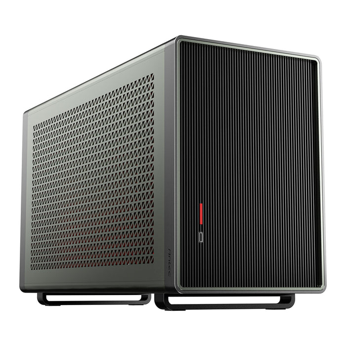 Antec Performance 1M Aventurine Mini-ITX Gaming Case with Aluminum Finish, PCIe 4.0 Riser Cable, USB 3.2 Gen2 Type-C, Tool-Free Side Panels, Solid Side Panel, SFX-L & SFX PSU Support-Cases-Gigante Computers