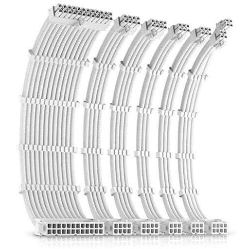 Antec White PSU Extension Cable Kit - 6 Pack (1x 24 Pin, 1x 4+4 Pin, 2x 8 Pin, 2x 6 Pin)-Cables-Gigante Computers