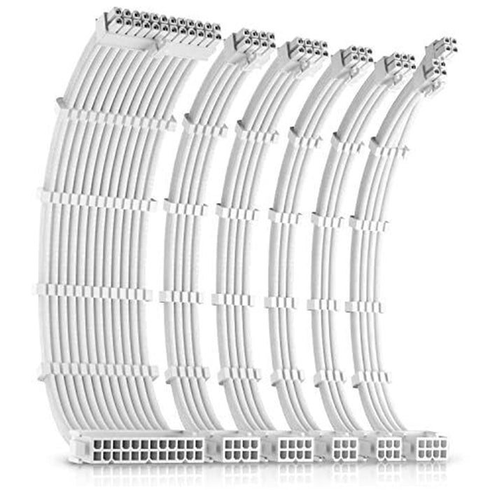 Antec White PSU Extension Cable Kit - 6 Pack (1x 24 Pin, 1x 4+4 Pin, 2x 8 Pin, 2x 6 Pin)-Cables-Gigante Computers