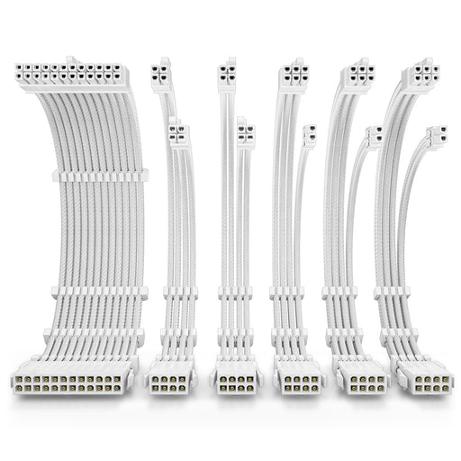 Antec White PSU Extension Cable Kit - 6 Pack (1x 24 Pin, 2x 4+4 Pin, 3x 6+2 Pin)-Cables-Gigante Computers