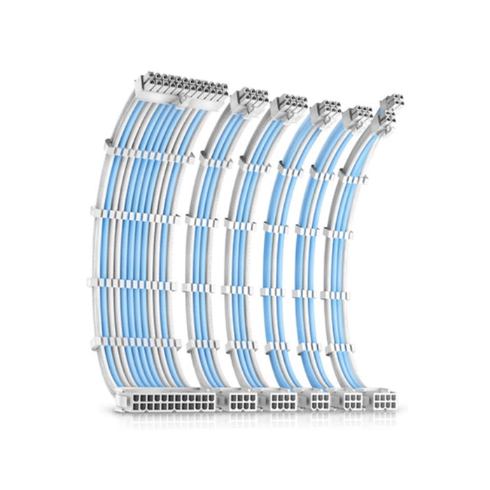 Antec White/Blue PSU Extension Cable Kit - 6 Pack (1x 24 Pin, 1x 4+4 Pin, 2x 8 Pin, 2x 6 Pin)-Cables-Gigante Computers