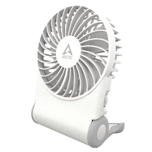 Arctic Summair 2Go Powerful Handheld Fan, Up to 77 Hours of Battery, Ergonomic Handle with Fold-Out Stand, White-Desk/Handheld Fans-Gigante Computers