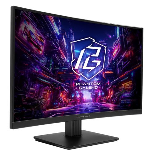 Asrock 27" Phantom Gaming QHD Curved Gaming Monitor (PG27QRT1B), 2560 x 1440, 1ms, 2 HDMI, DP, 180Hz, 95% DCI-P3, FreeSync, VESA-Monitors-Gigante Computers