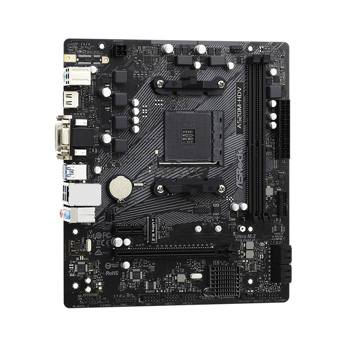 Asrock A520M-HDV, AMD A520, AM4, Micro ATX, 2 DDR4, VGA, DVI, HDMI, M.2-Motherboards-Gigante Computers