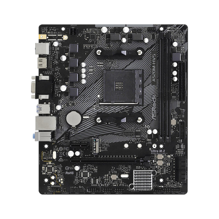 Asrock A520M-HVS, AMD A520, AM4, Micro ATX, 2 DDR4, VGA, HDMI, M.2-Motherboards-Gigante Computers