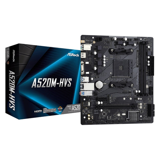 Asrock A520M-HVS, AMD A520, AM4, Micro ATX, 2 DDR4, VGA, HDMI, M.2-Motherboards-Gigante Computers