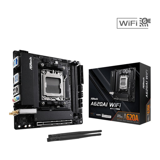 Asrock A620AI WIFI, AMD A620A, AM5, Mini ITX, 2 DDR5, HDMI, Wi-Fi 6E, 2.5G & GB LAN, 2x M.2-Motherboards-Gigante Computers
