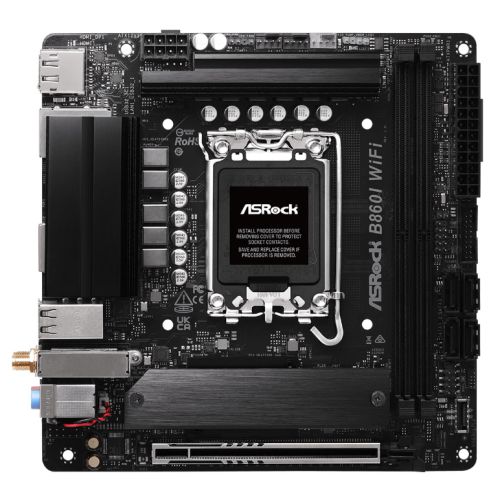 Asrock B860I WIFI, Intel B860, 1851, Mini ITX, 2 DDR5, HDMI, DP, Wi-Fi 6E, 2.5G & GB LAN, 2x M.2-Motherboards-Gigante Computers