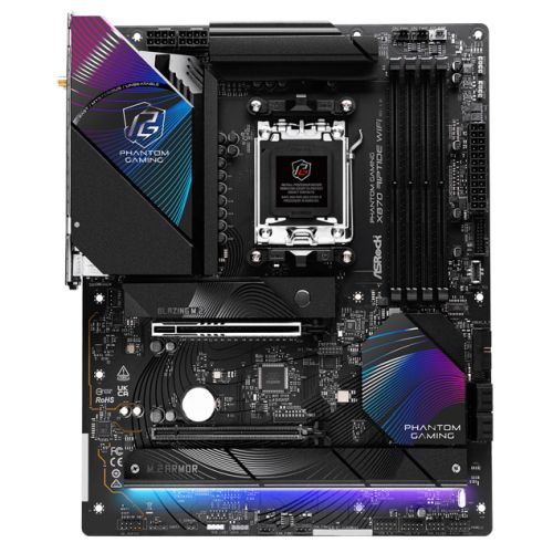 Asrock X870 RIPTIDE WIFI, AMD X870, AM5, ATX, 4 DDR5, HDMI, 2 USB4, Wi-Fi 7, 2.5G LAN, RGB, 3x M.2-Motherboards-Gigante Computers