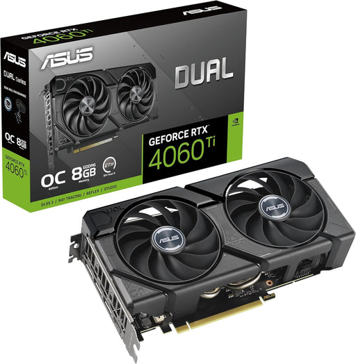 Asus DUAL RTX4060 Ti EVO OC, PCIe4, 8GB DDR6, HDMI, 3 DP, 2595MHz Clock, Overclocked-Graphics Cards-Gigante Computers