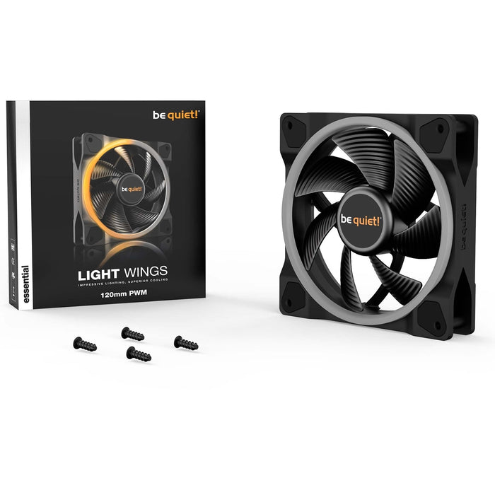 Be Quiet (BL072) Light Wings 12cm PWM ARGB Case Fan, Rifle Bearing, 18 LEDs, Front & Rear Lighting, Up to 1700 RPM-Cooling-Gigante Computers