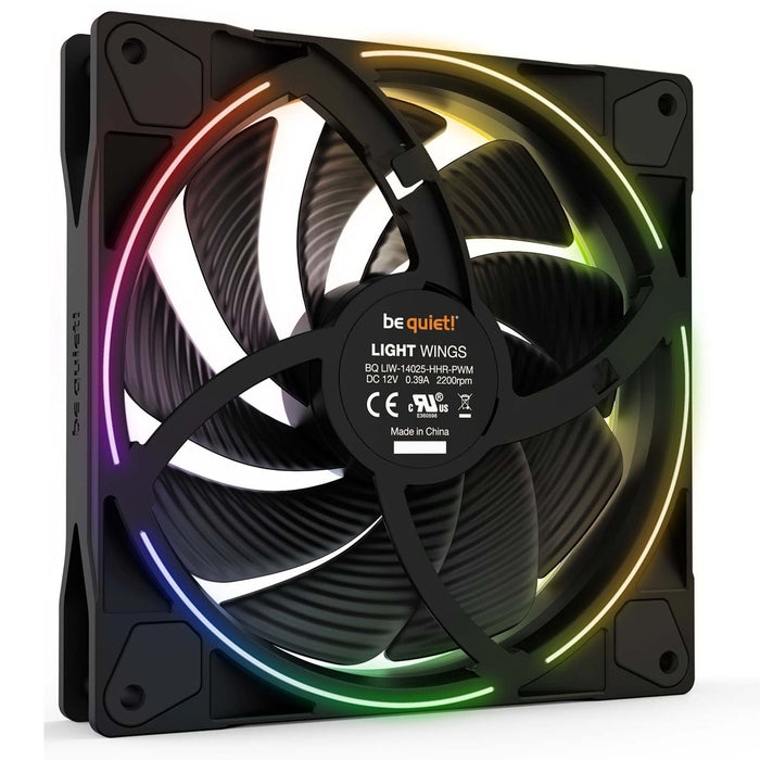 Be Quiet (BL075) Light Wings 14cm PWM ARGB High Speed Case Fan, Rifle Bearing, 20 LEDs, Front & Rear Lighting, Up to 2200 RPM-Cooling-Gigante Computers