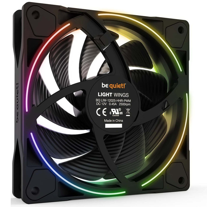 Be Quiet (BL077) Light Wings 12cm PWM ARGB High Speed Case Fan x3, Rifle Bearing, 18 LEDs, Front & Rear Lighting, Up to 2500 RPM, 3 Pack-Cooling-Gigante Computers