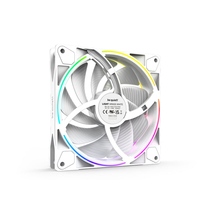 Be Quiet! (BL079) Light Wings 14cm PWM ARGB High Speed Case Fans x3, Rifle Bearing, 20 LEDs, Front & Rear Lighting, Up to 2200 RPM, ARGB Hub included, White-Cooling-Gigante Computers