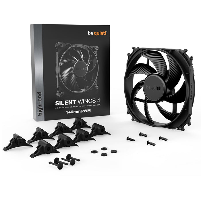 Be Quiet! (BL096) Silent Wings 4 14cm PWM Case Fan, Black, Up to 1100 RPM, Fluid Dynamic Bearing-Cooling-Gigante Computers