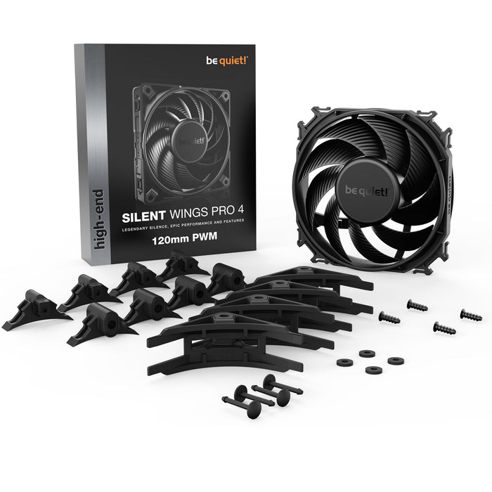 Be Quiet! (BL098) Silent Wings Pro 4 12cm PWM Case Fan, Black, Up to 3000 RPM, 3x Speed Switch, Fluid Dynamic Bearing-Cooling-Gigante Computers