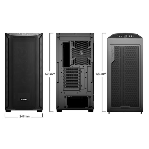 Be Quiet! Shadow Base 800 Gaming Case w/ Glass Window, E-ATX, Mesh Airflow, Pure Wings 3 Fans, USB-C, Black-Cases-Gigante Computers