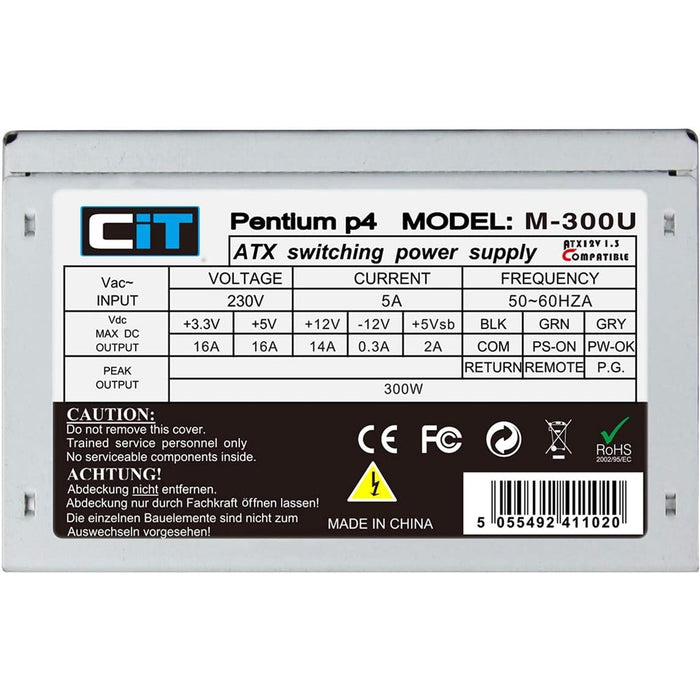 CIT 300W Micro Atx PSU M-300U, Silent PSU with Temperature Control Fan-Power Supplies-Gigante Computers