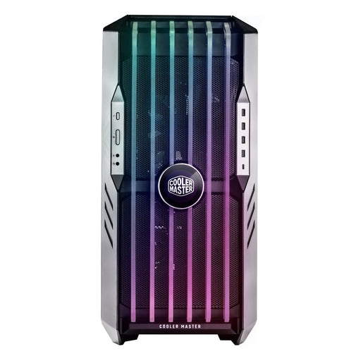 COOLER MASTER HAF 700 EVO Case, Titanium Grey, Full Tower, 4 x USB 3.2 Gen 1 Type-A, 1 x USB 3.2 Gen 2 Type-C, Tempered Glass Side Window Panel, Edge Lit Front Intake Blades with IRIS Customisable LCD Assistant-Cases-Gigante Computers