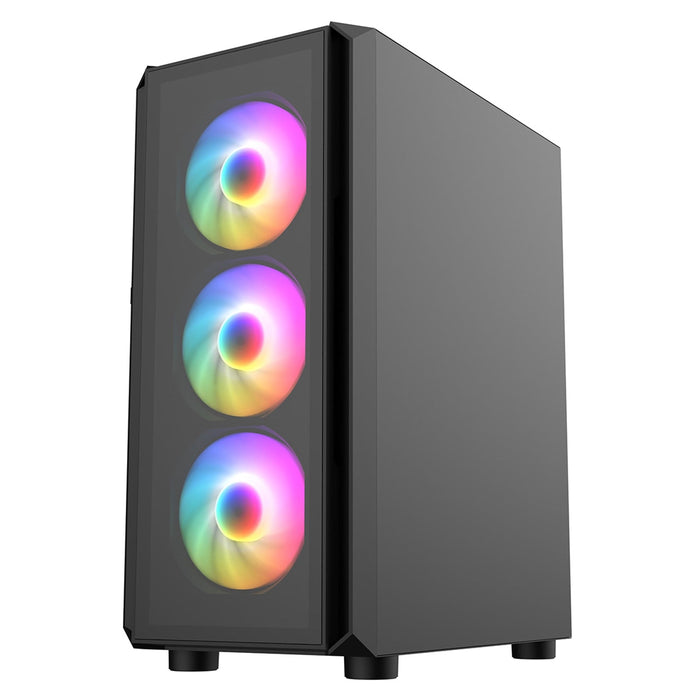 CRONUS Achos V2 Case, Gaming, Black, Mid Tower, 1 x USB 3.0 / 2 x USB 2.0, Tempered Glass Side & Front Window Panels, Addressable RGB LED Fans, ATX, Micro ATX, Mini-ITX-Cases-Gigante Computers