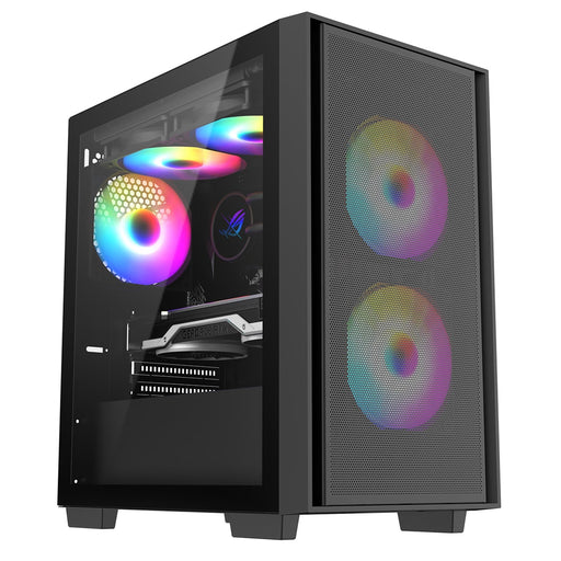 CRONUS Atlas Case, Gaming, Black, Micro Tower, 1 x USB 3.0 / 2 x USB 2.0, Tempered Glass Side Window Panel, Addressable RGB LED Fans, Micro ATX, Mini-ITX-Cases-Gigante Computers