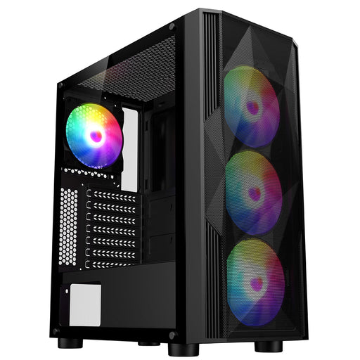 CRONUS Oceanus Case, Gaming, Black, Mid Tower, 1 x USB 3.0 / 2 x USB 2.0, Tempered Glass Front & Side Window Panels, Addressable RGB LED Fans, ATX, Micro ATX, Mini-ITX-Cases-Gigante Computers