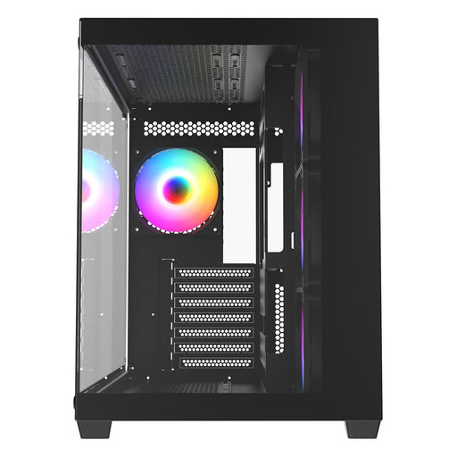 CRONUS Pallas Case, Gaming, Black, Mid Tower, 1 x USB 3.0 / 2 x USB 2.0, Tempered Glass Front & Side Window Panels, Addressable RGB LED Fans, ATX, Micro ATX, Mini-ITX-Cases-Gigante Computers