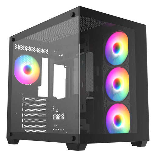 CRONUS Pallas Case, Gaming, Black, Mid Tower, 1 x USB 3.0 / 2 x USB 2.0, Tempered Glass Front & Side Window Panels, Addressable RGB LED Fans, ATX, Micro ATX, Mini-ITX-Cases-Gigante Computers