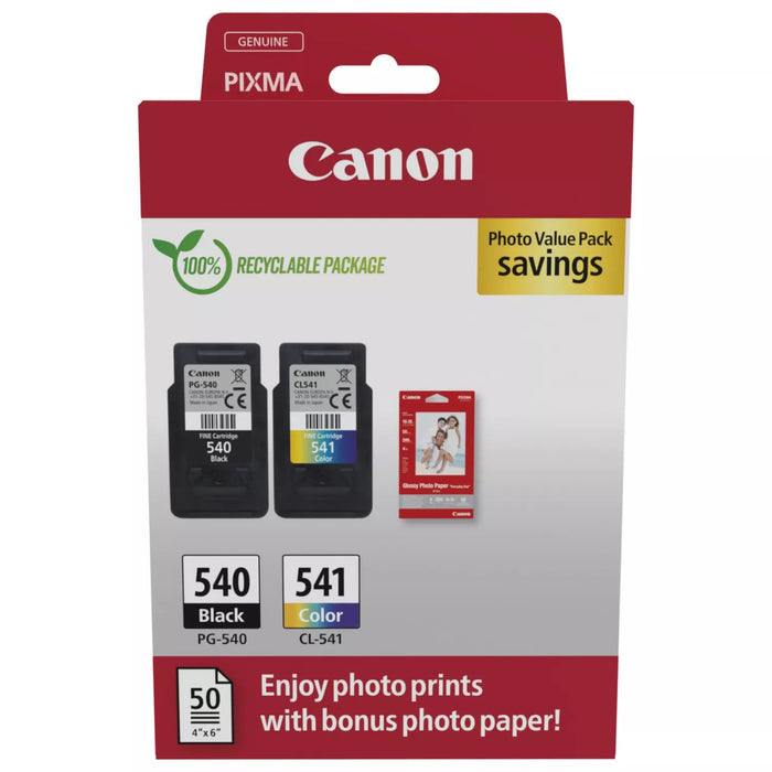 Canon PG-540 CL-541 Multi Colour Ink Cartridge Multipack with Photo Paper-Ink Cartridges-Gigante Computers