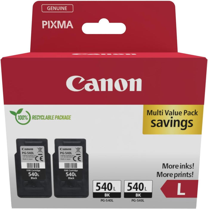 Canon PG-540L (Black) Ink Cartridge (Yield 2 x 300 Pages) Twin Pack-Ink Cartridges-Gigante Computers