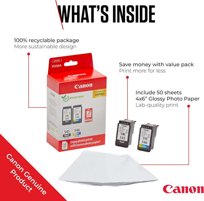 Canon PG-545 / CL-546 Multipack with Photo Paper-Replacement Inks-Gigante Computers