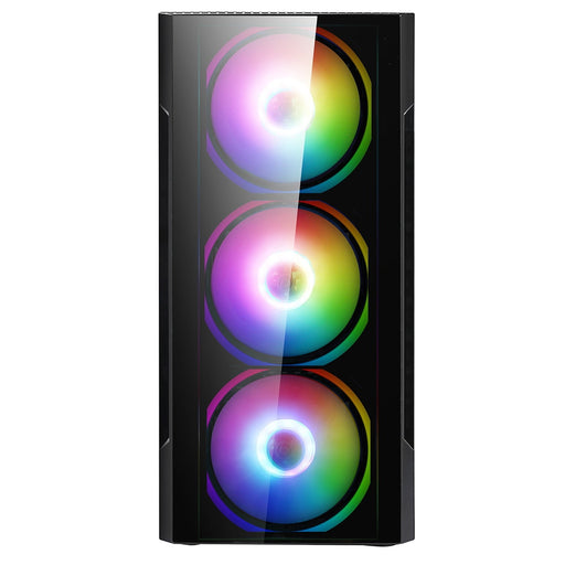CiT Flash Micro Tower 1 x USB 3.0 / 2 x USB 2.0 Tempered Glass Side Front Window Panels Black Case with RGB LED Fans-Cases-Gigante Computers