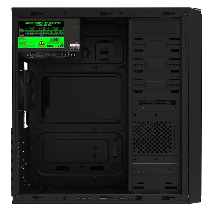 CiT Jet Stream Mid Tower 1 x USB 3.0 / 1 x USB 2.0 Black Silver Case with 500W PSU-Cases-Gigante Computers