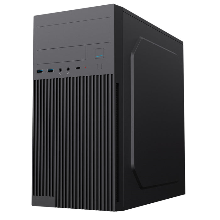 CiT Mentor Micro-ATX Office PC Case With USB Type C and 80mm Rear Black Fan Included-Cases-Gigante Computers