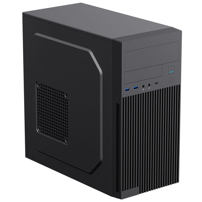 CiT Mentor Micro-ATX Office PC Case With USB Type C and 80mm Rear Black Fan Included-Cases-Gigante Computers
