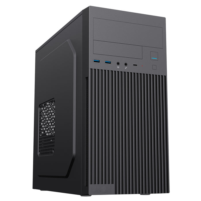 CiT Mentor Micro-ATX Office PC Case With USB Type C and 80mm Rear Black Fan Included-Cases-Gigante Computers