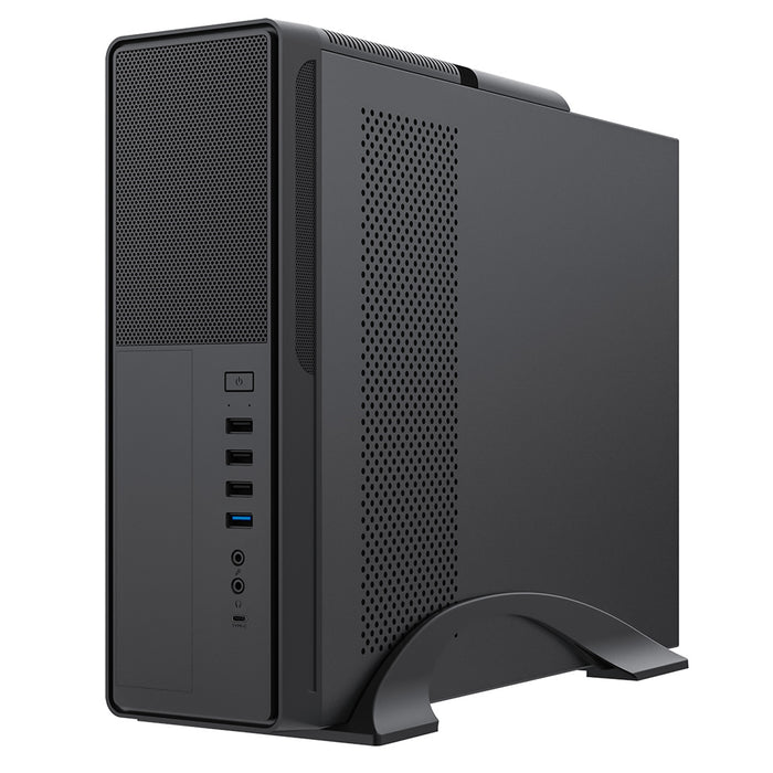 CiT S014C Micro ATX Slim Desktop Case, 300W PSU, Mesh Front, 80mm Fan, USB-C, Black-Cases-Gigante Computers