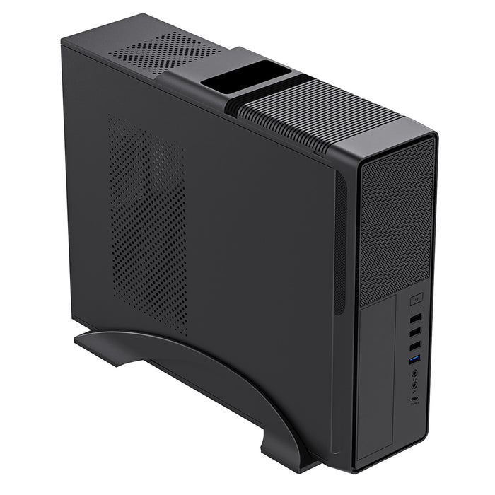 CiT S014C Micro ATX Slim Desktop Case, 300W PSU, Mesh Front, 80mm Fan, USB-C, Black-Cases-Gigante Computers