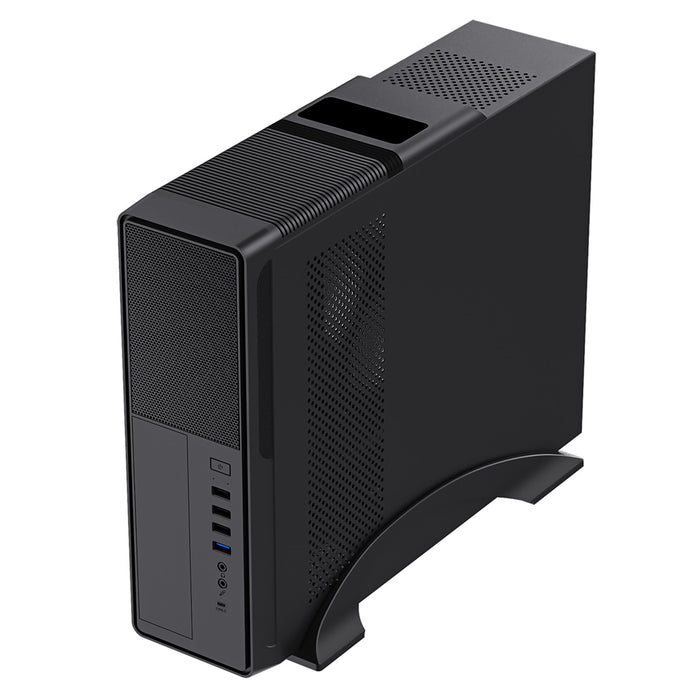 CiT S014C Micro ATX Slim Desktop Case, 300W PSU, Mesh Front, 80mm Fan, USB-C, Black-Cases-Gigante Computers