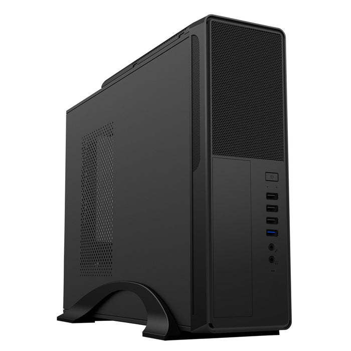 CiT S014C Micro ATX Slim Desktop Case, 300W PSU, Mesh Front, 80mm Fan, USB-C, Black-Cases-Gigante Computers