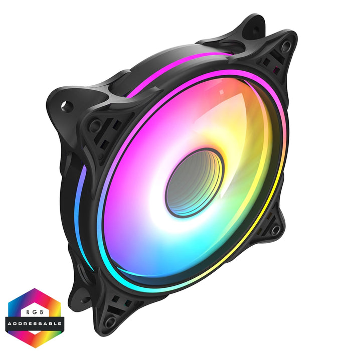 CiT Tornado FNB 120mm RGB LED Fan - High Airflow, Quiet Operation, 4-Pin PWM, Black-Fans-Gigante Computers