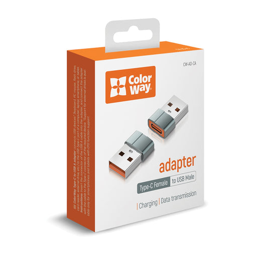ColorWay Grey Adapter Type-C To USB-A-Cables-Gigante Computers