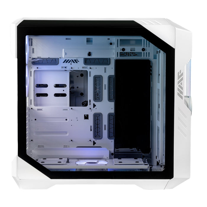 Cooler Master HAF 700 EVO Case, White, Full Tower, 4 x USB 3.2 Gen 1 Type-A, 1 x USB 3.2 Gen 2 Type-C, Tempered Glass Side Window Panel, Edge Lit Front Intake Blades with IRIS Customisable LCD Assistant-Cases-Gigante Computers