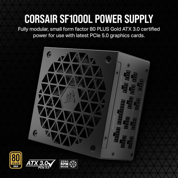 Corsair 1000W SF-L Series SF1000L SFX-L PSU, Rifle Bearing Fan, Fully Modular, 80+ Gold, ATX 3.0, PCIe 5.0-Power Supplies-Gigante Computers